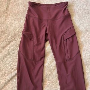 Red High-waisted Cargo Leggings